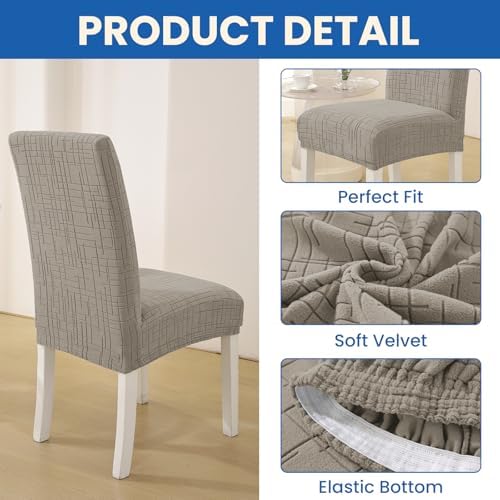 Super Stretch Chair Covers for Dining Chairs Set of 4, Khaki
