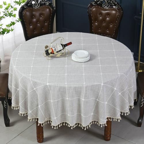 Beydodo Dining Room Table Cloth Round 70 inch, Linen Look with