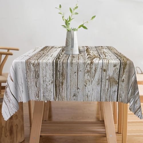 70x70inches Retro Wooden Square Tablecloth Rustic Vintage Grey Wood
