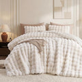 Smoofy Fluffy Faux Rabbit Fur Bubble Comforter King Size - Cream White