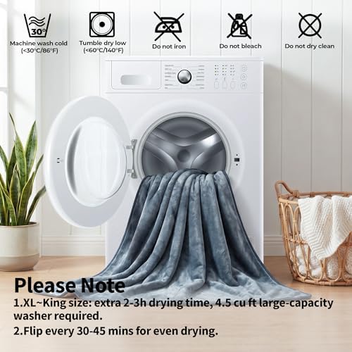 Sunheir Waterproof Blanket for King Size Bed, 108"x86" Reversible Soft