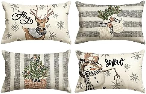 AVOIN colorlife Christmas Snowman Reindeer Gloves Eucalyptus Throw