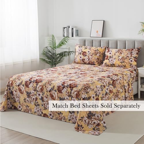 FADFAY Duvet Cover Set Queen Size 100% Brushed Cotton, Luxury Peony