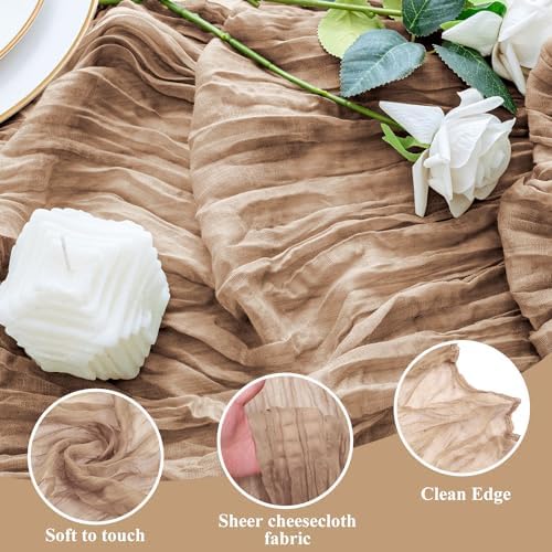 Cheesecloth Table Runner 10FT 6Pcs Nude Boho Gauze Rustic Sheer