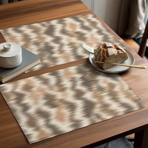 Round Placemats Set of 12 Minimalist Taupe Waves Place Mats