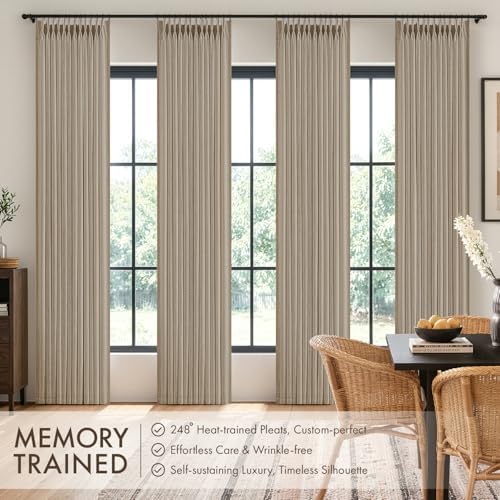 MIULEE 4 Panels Set Pinch Pleated Linen Curtains 84 Inches Long Grey