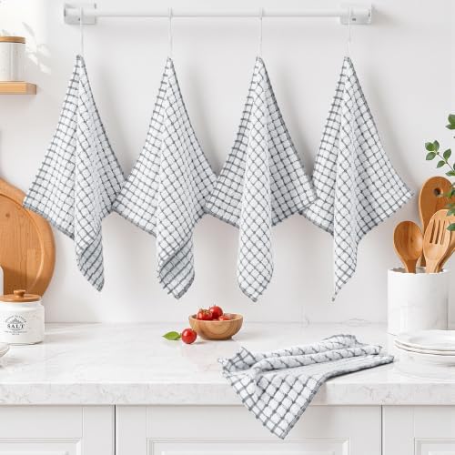 Homaxy 12 Pack Terry Kitchen Dish Cloths, 12"x12", Grey