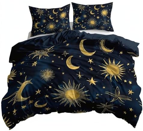 King Duvet Cover Set Hand Drawn Celestial Pattern Simple Soft