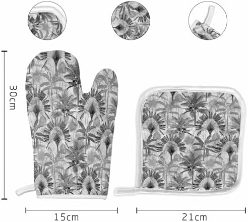 Quilted Cotton Terry Cloth Oven Mitt, Pot Holder Summer Tropical