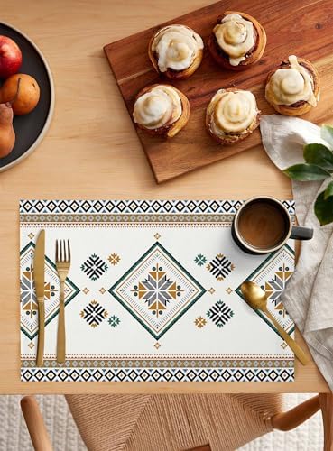 Placemats Set of 8, Beige Boho Woven Placemat, Linen Place Mats for