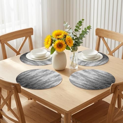 Minimalist Ash Wash Faux Leather Placemats Set of 6, 15in, Waterproof