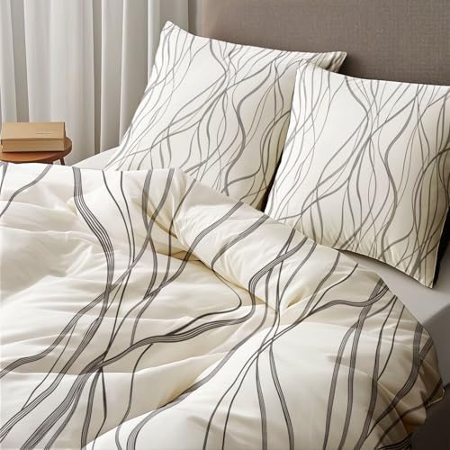 Duvet Cover Microfiber 3 Pieces Bedding Set, Abstract Style Smooth