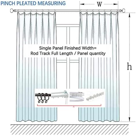 TWOPAGES Grey Linen Pinch Pleated Blackout Curtain, 100W x 84L