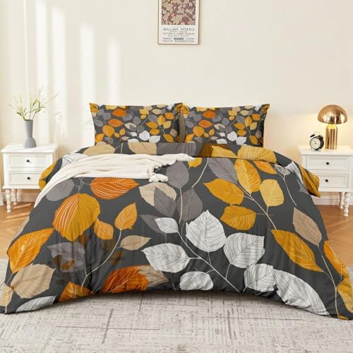 Double-Sided Printed Bedding with Minimalism Leaves Plants