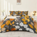 Reversible Printed Duvet Cover King Size, Plant Leaves Lines Pattern