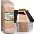 Burlap Lace Table Runner (Pack of 6) – 12”x 108” - No-Fray Finished