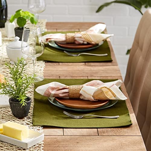 DII 100% Five-Ply Cotton Ribbed Texture Placemats, Set, 13x19 inch
