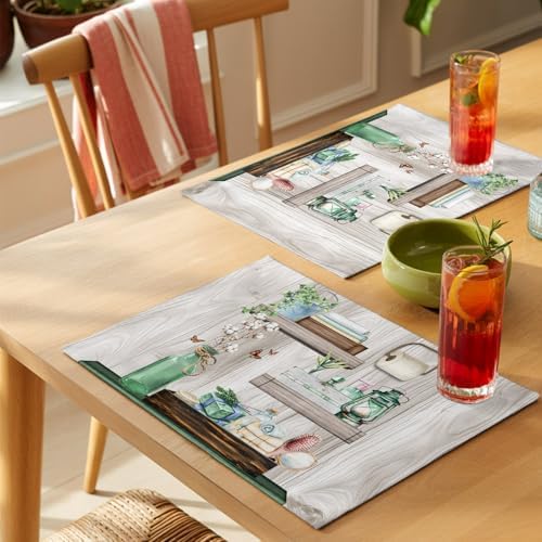 Cotton Linen Placemats for Dining Table Set of 8 Farmhouse Decorative