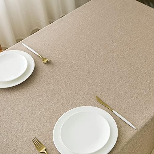 NLMUVW Burlap Linen Tablecloth 108 Inch, Tan Table Cloth Rectangular