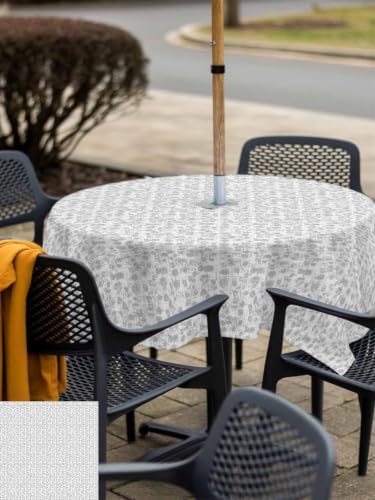 Square Outdoor Tablecloth with Umbrella Hole Vintage Gray Outside