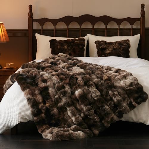 BENVWE Fluffy Faux Fur Throw Blanket for Couch, Soft Plush Thick Cozy