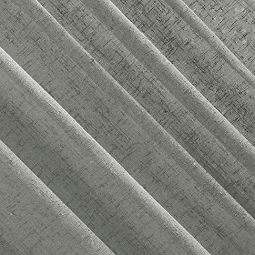 Archaeo Burlap Weave Linen Blend Tab Top Curtain, 50" x 96", Sterling