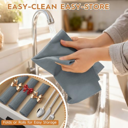 Placemats Set of 6 Linen Type Fabric Cloth Placemats, 18x12 Inch
