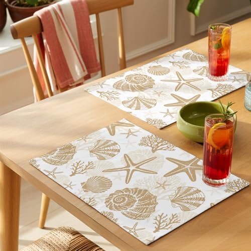 Placemats Set of 8, Khaki Coastal Summer Woven Placemat, Linen Place