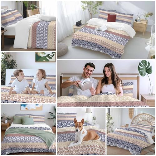 LooPoP Duvet Cover Set Queen Size Khaki Bohemian Comforter Sets