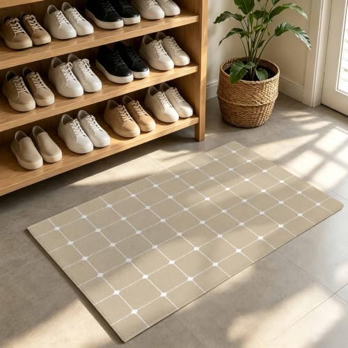 Taupe Gingham Door Mat Indoor Welcome Mats Front Door Mat Outside