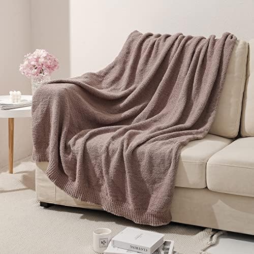 bearberry Knit Throw Blanket 60x80 Khaki Super Soft Plush for Couch
