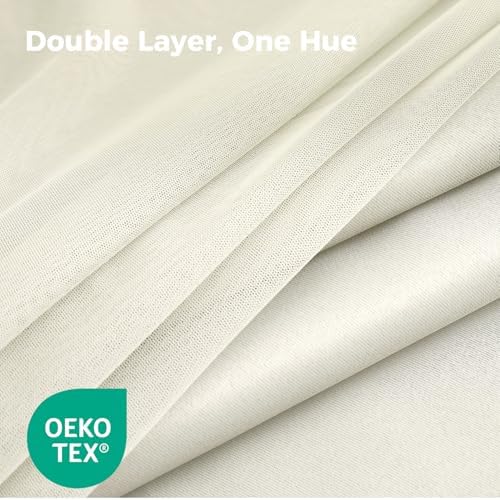 100% Blackout Curtains for Bedroom, Double Layer Ivory 108" L