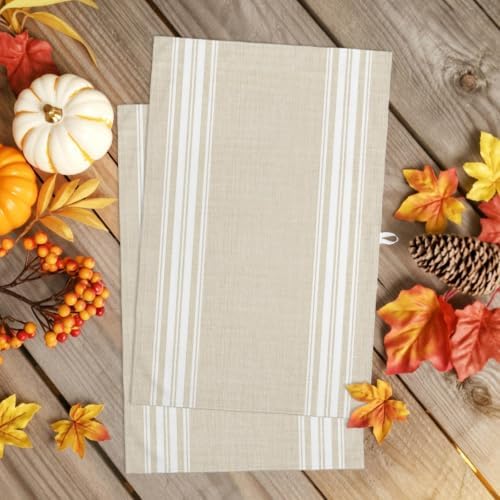 Vertical Stripes Kitchen Towels Set of 3, Rustic Minimalist Parallel