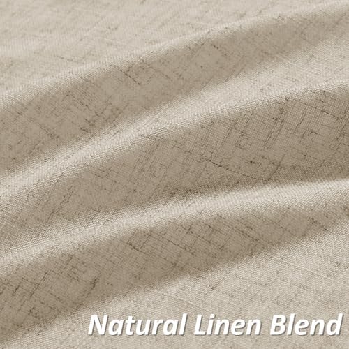 Guken Linen Curtains 96 Inch for Living Room Rod Pocket Taupe