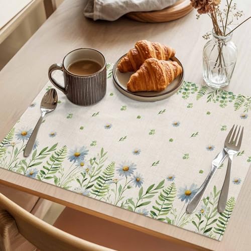 Placemats Set of 8, Farmhouse Botancial Woven Placemat, Linen Place