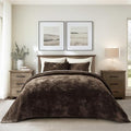 EverGrace Stripe Channel Luxury Velvet Quilt Set King Size, Walnut