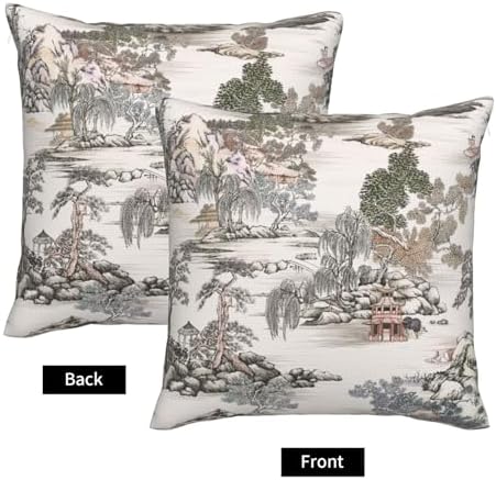 Chinoiserie Pattern Throw Pillow Covers Natural Scenic Botanical Tree