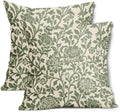 Sage Green Floral Pillow Covers 22x22 Inch Set of 2 Vintage Block