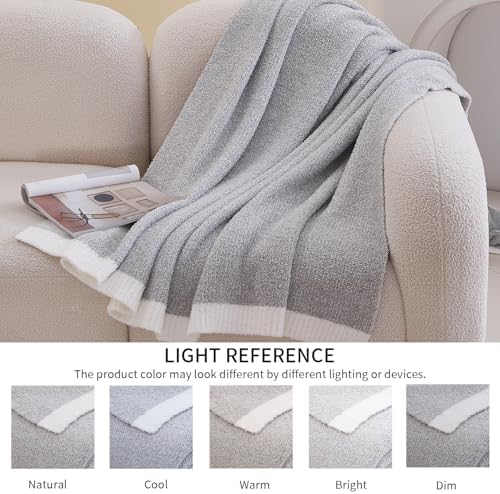 Light Gray Throw Blanket for Couch, Reversible Super Soft Cozy