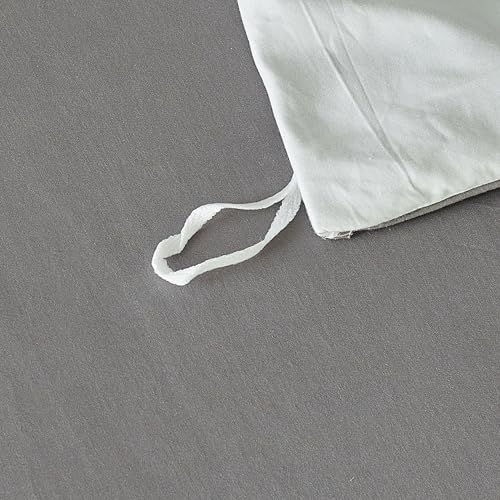 YuHeGuoJi White Grey Duvet Cover Queen 100% Egyptian Cotton 3 Pcs Set