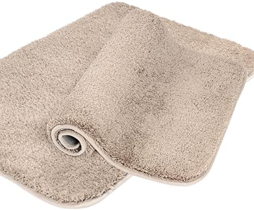 Walensee Shaggy 2 Piece Bath Rug Set, (20 x 32, 2 Pack Set, Beige)