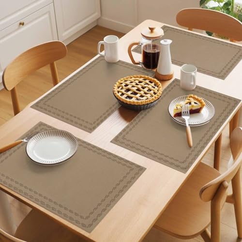 Placemats Set of 8 Minimalist Tan Place Mats for Dining Table Modern