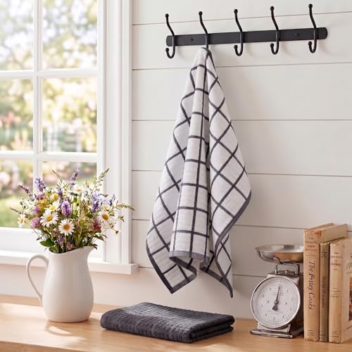 DecorRack 100% Cotton Kitchen Towels 16x27 in, Gray Set (Pack of 4)