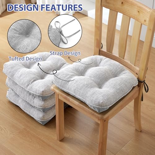 IPYNBAP Memory Foam Chair Cushions Set of 4, 15.5"x15.5"x4", Light