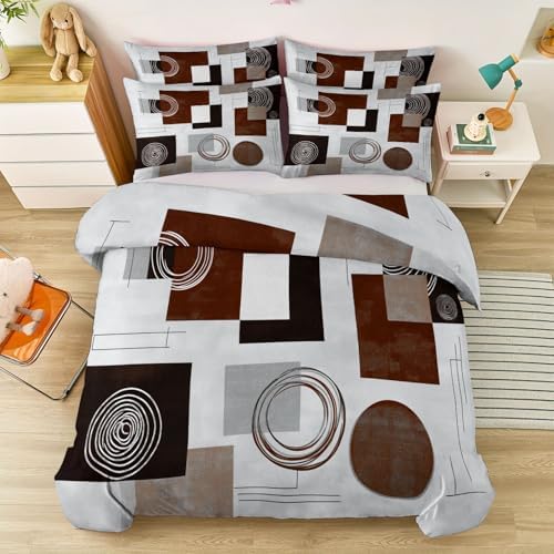 Brushed Microfiber Duvet Cover Abstract Geometric Circles Squares