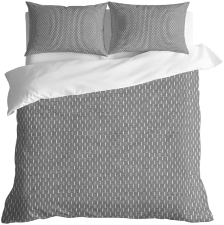 DecorLovee Grey Abstract Art Duvet Cover Set 3 Pieces with Zipper