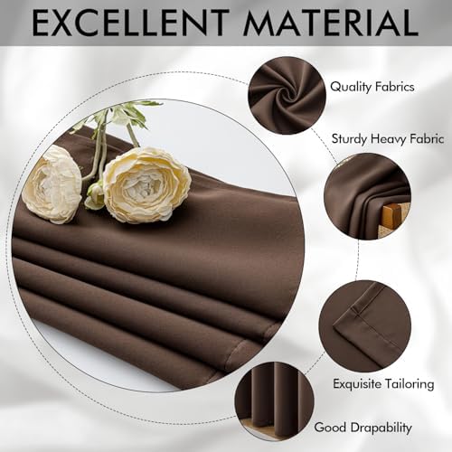 MIULEE Chocolate Brown Blackout Bedroom Curtains Drape 72 Inch Long
