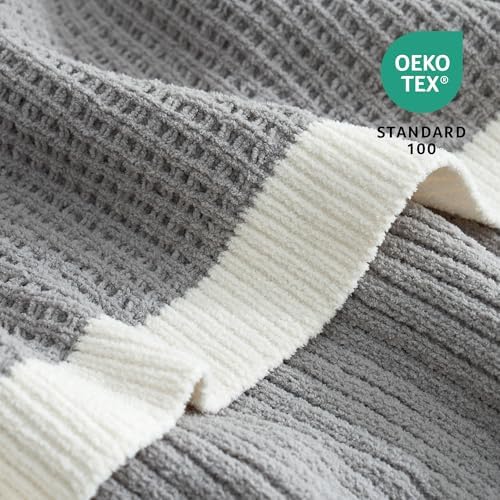 Amélie Home Chenille Throw Blanket, Soft Cozy Waffle Throw for Couch &