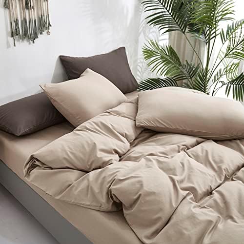 KAREVER Taupe Comforter Queen Khaki Bedding Set Women Soft Dark