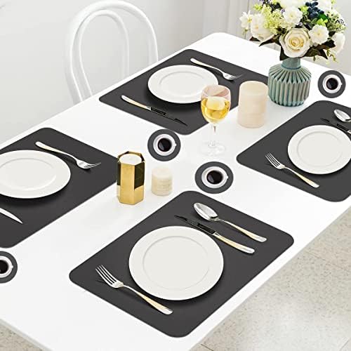 Placemats Set of 6, Faux Leather Place Mats with Coasters, Waterproof